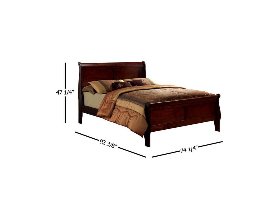 California King Size Bed Cherry Louis Phillipe Solidwood 1pc Bed Bedroom Sleigh Bed