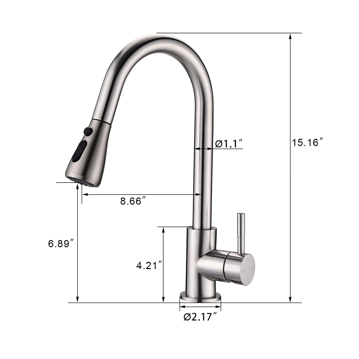 Pull Down Kitchen Faucet with Sprayer Stainless Steel Brushed Nickel