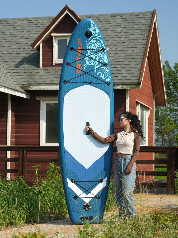 Inflatable Stand Up Paddle Board 9.9'x33"x5" With Premium SUP Accessories & Backpack, Wide Stance, Bottom Fin for Paddling, Paddle, Leash, Surf Control, Non-Slip Deck for Youth & Adult