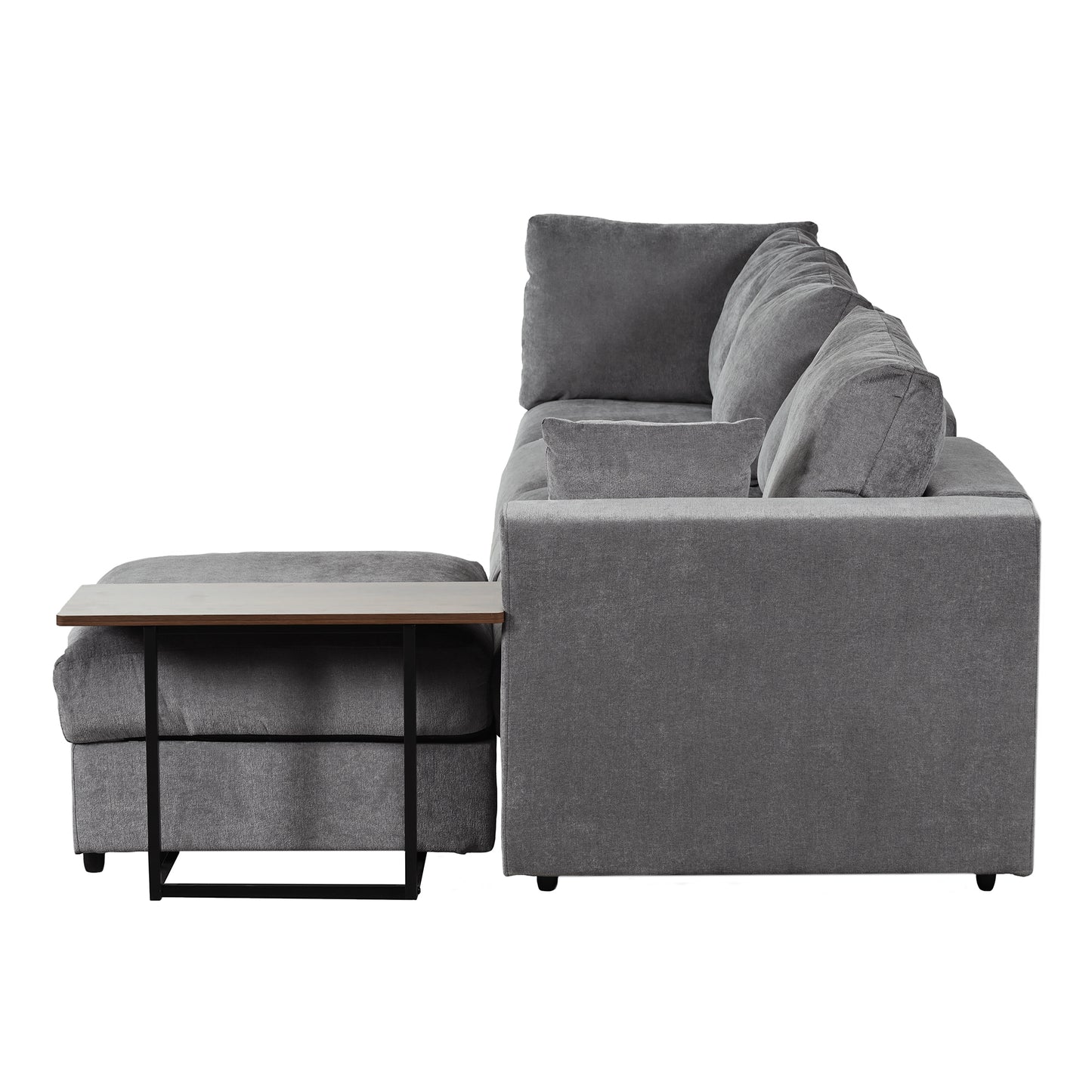 U_STYLE Modern Large L-Shape Sectional Sofa for Living Room, 2 Pillows and 2 End Tables