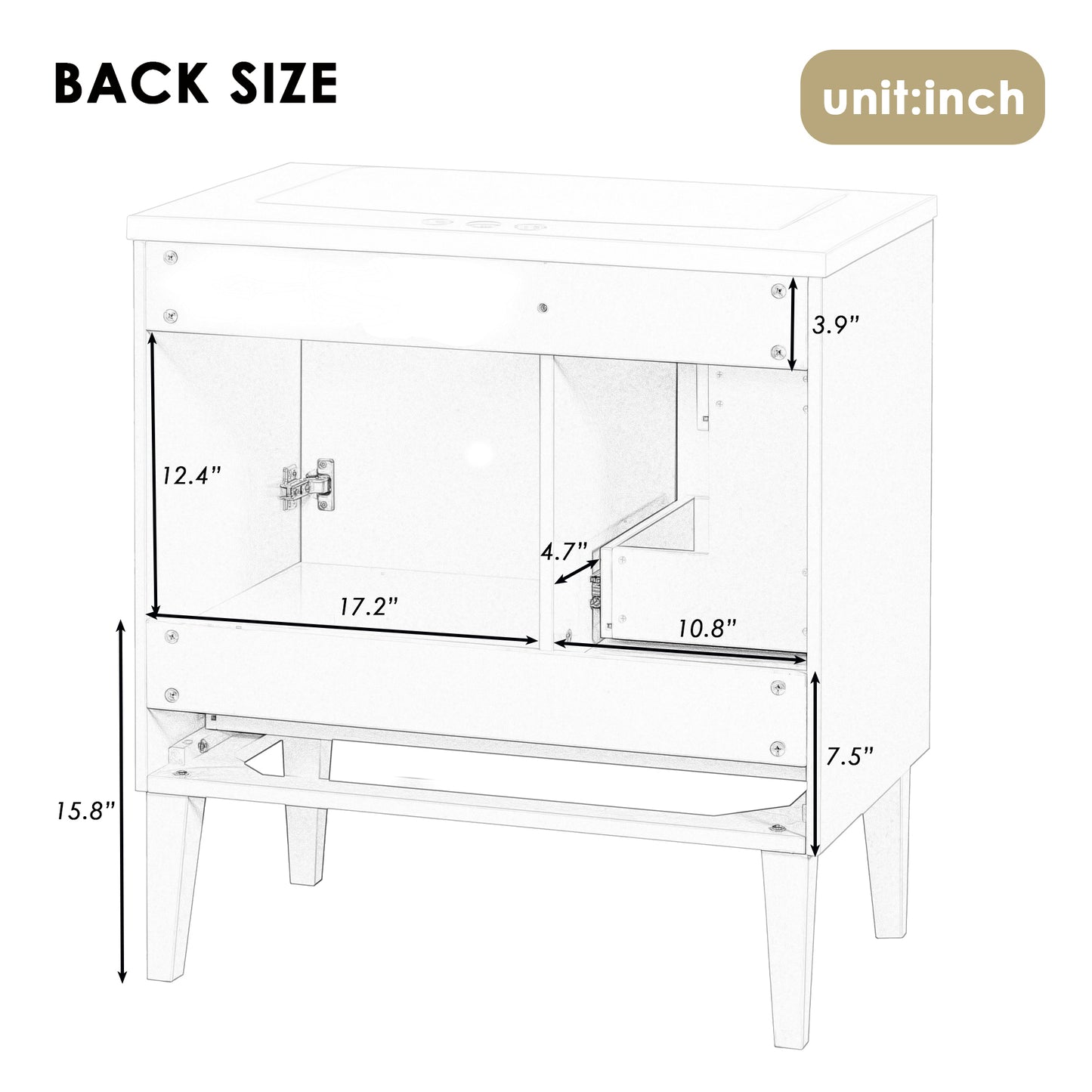 30" Bathroom Vanity without Sink, Base Only, Bathroom Cabinet with Doors and Drawer, Solid Frame and MDF Board, Grey