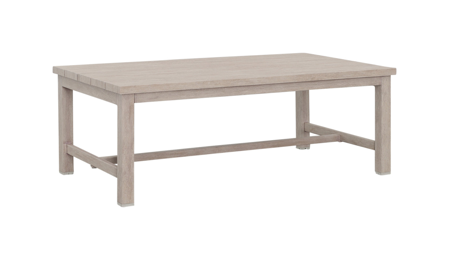 Sturdy Aluminum Outdoor Coffee Table - Elegant Whitewashed Birch Look, Enhanced Stability, Weather-Resistant Surface