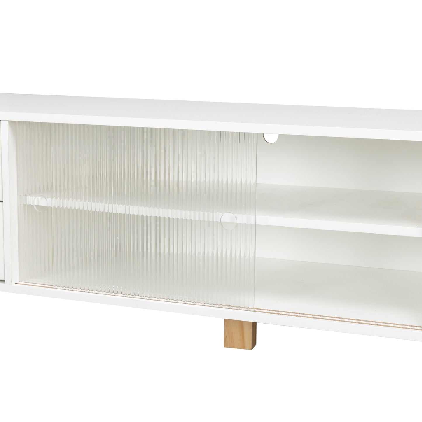 White Entertainment Stand with LED Light, Sliding Door, and Storage Drawers