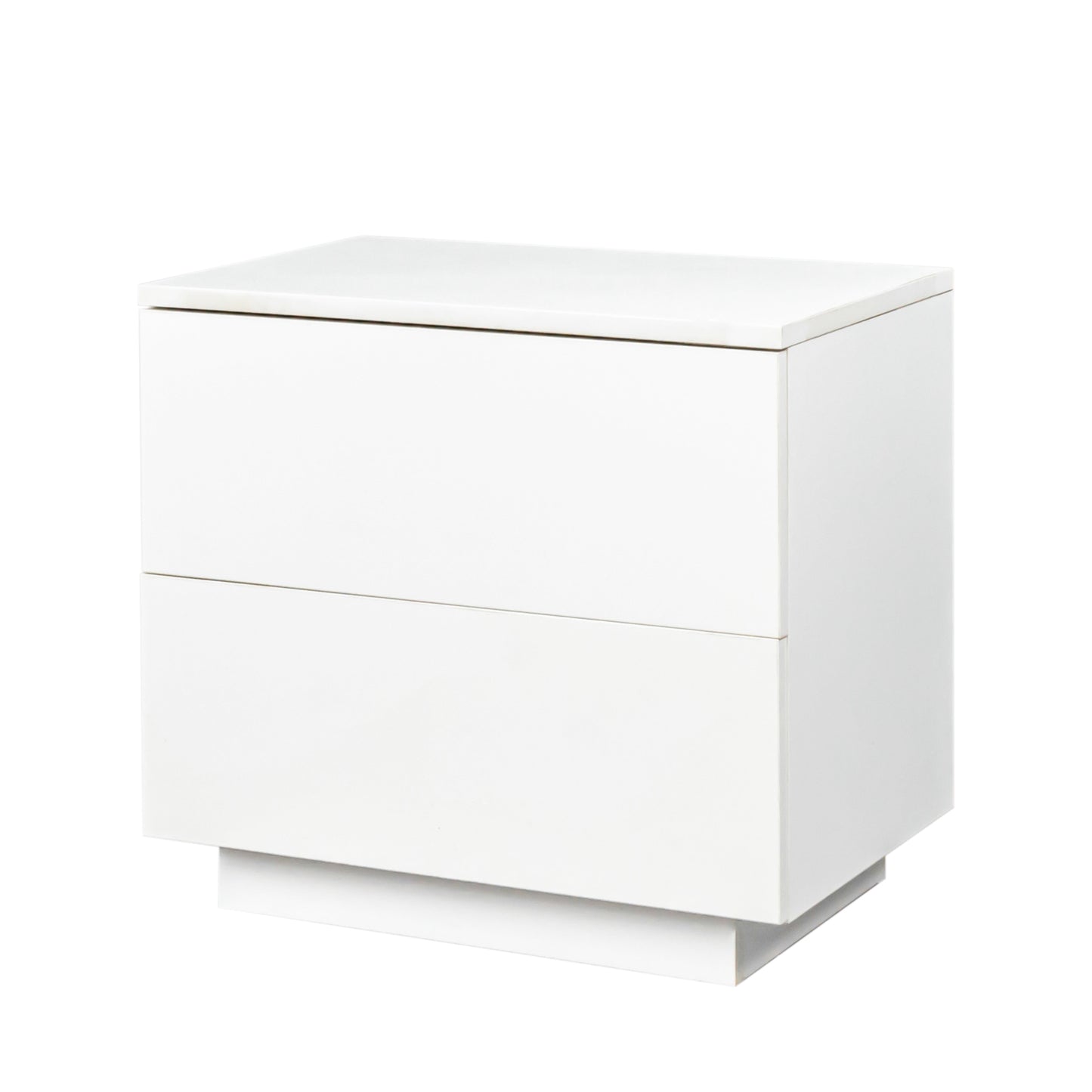 Contemporary White Nightstand with LED Lit Drawers