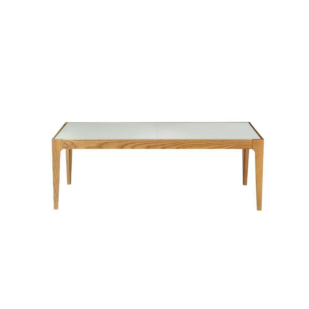 Gwynn Natural Wood and Frosted Glass Coffee Table