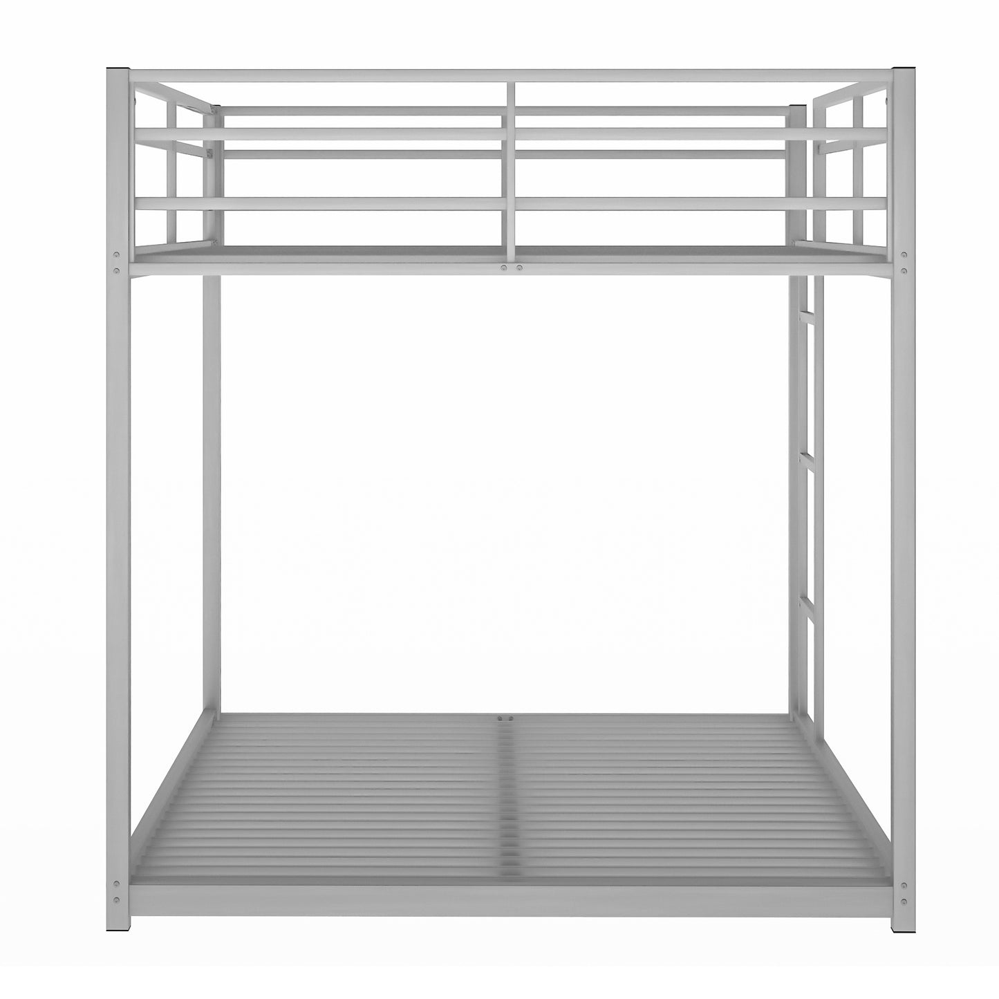 Silver Full over Full Metal Bunk Bed with Low Design and Sturdy Frame