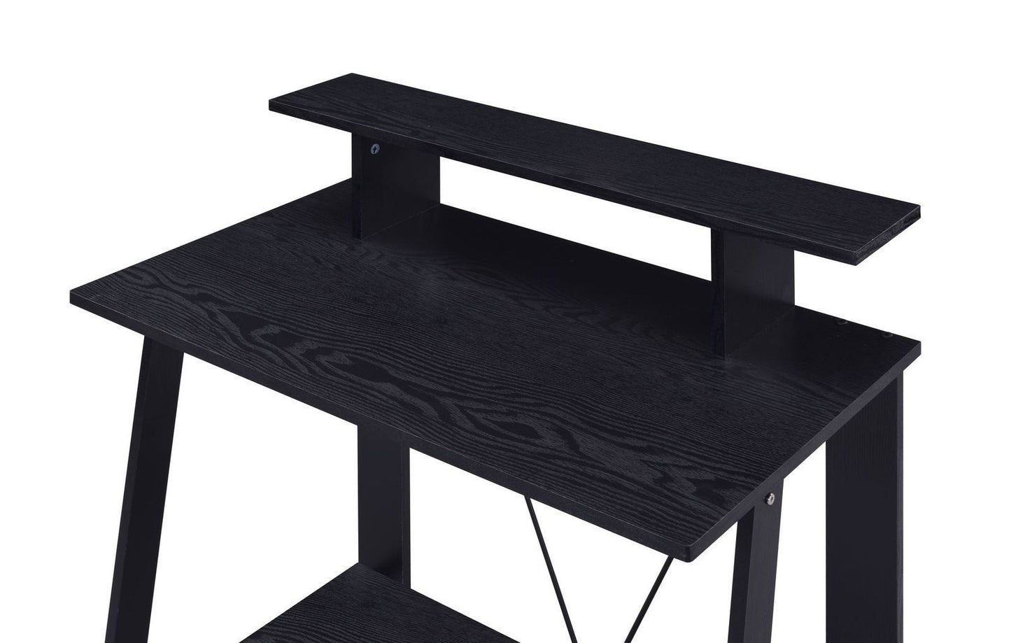 Elegant and Practical Black Writing Desk with Industrial Flair