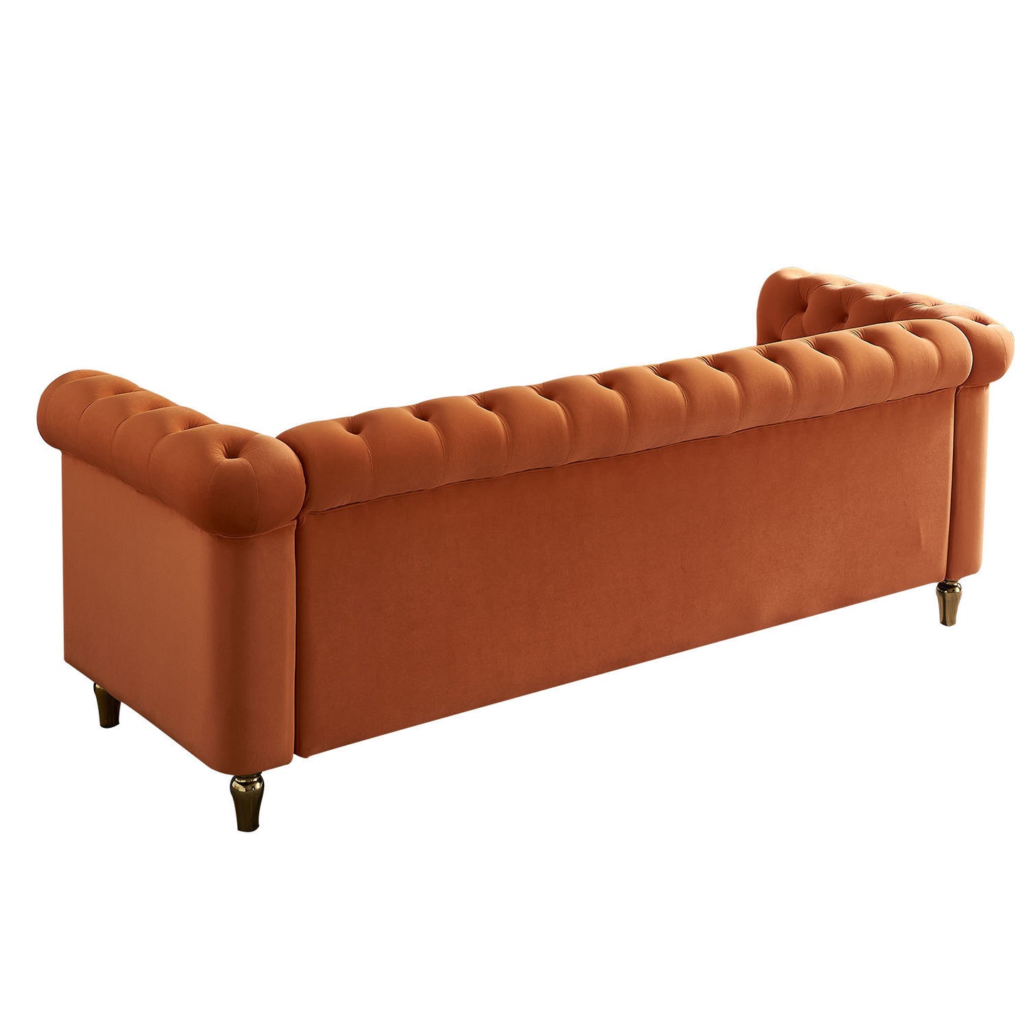 Chesterfield Velvet Sofa 84.65 inch for Living Room ORANGE Color