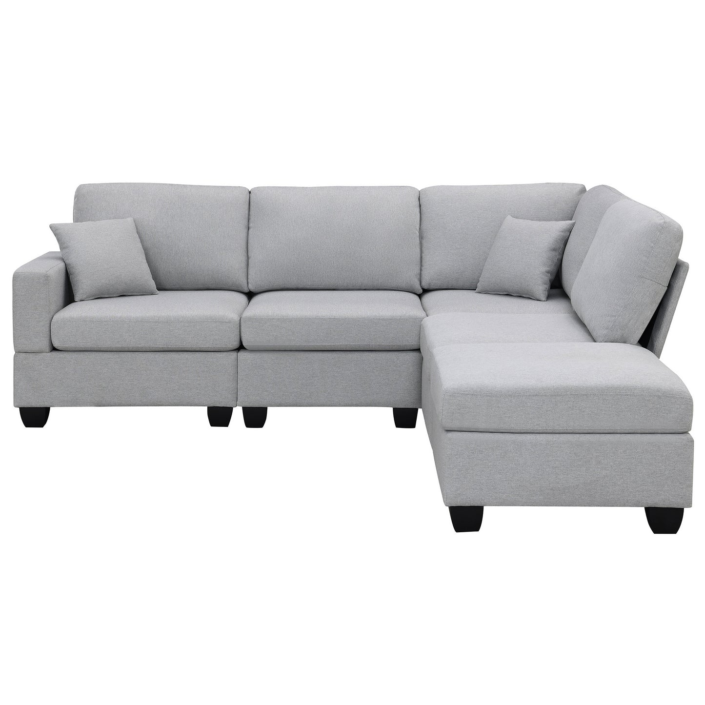 Modern 5-Seat Sectional Sofa Set with Convertible Ottoman