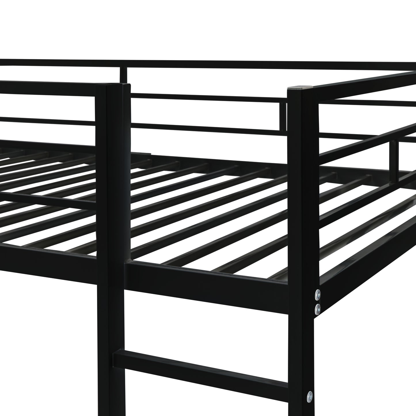 Twin Metal Loft Bed with 2 Shelves and one Desk ,BLACK(: MF281206AAB)