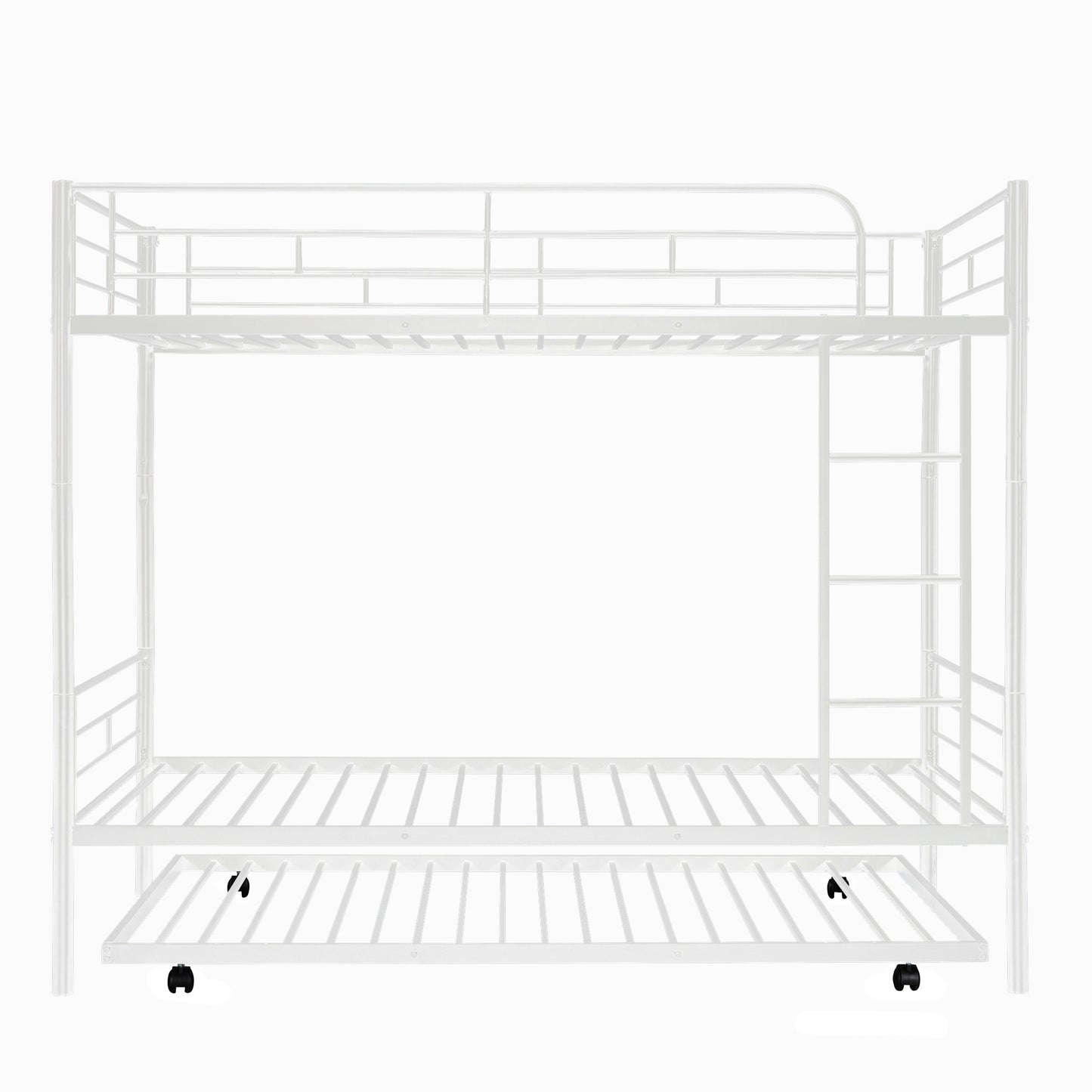 Trio Metal Bunk Bed With Trundle, Convertible to Two Beds, White (MF194806AAK)