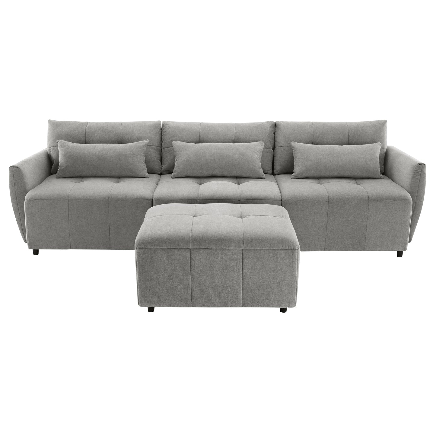 Convertible L-Shaped Sectional Sofa with Movable Ottoman and USB Ports