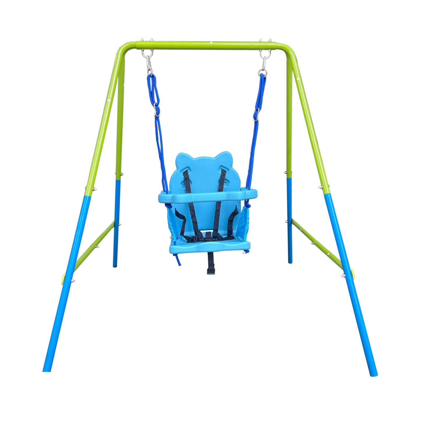 Versatile 2-in-1 Baby Swing in Lemon Green and Sky Blue - Safe Outdoor Playground Swing Set for Children Ages 3+