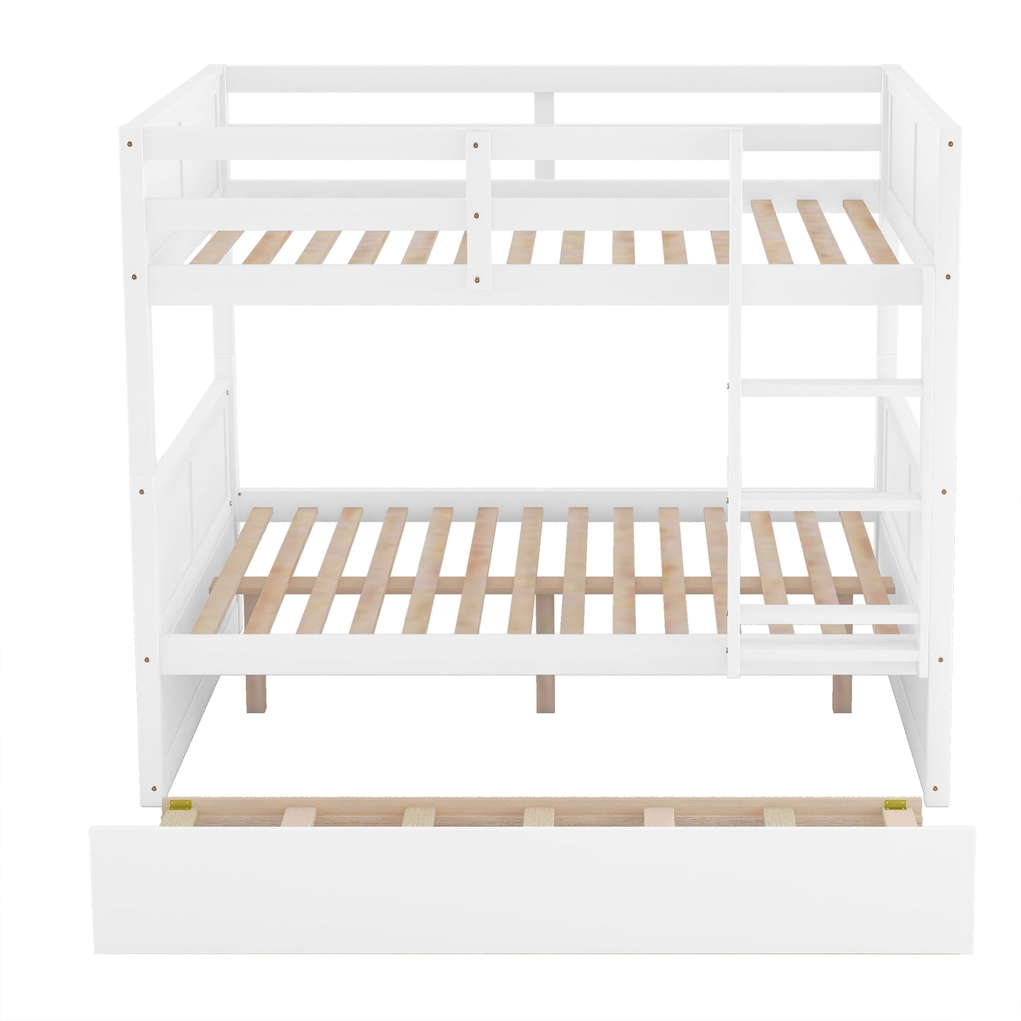 White Full Bunk Bed Set with Twin Trundle for a Family Sleepover Solution