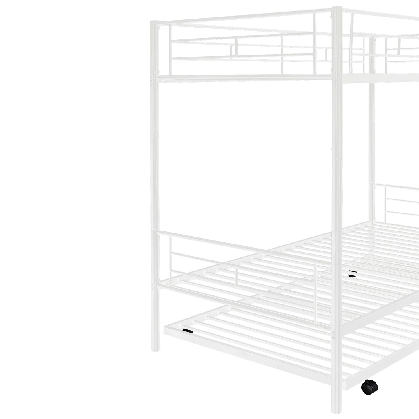 Trio Metal Bunk Bed With Trundle, Convertible to Two Beds, White (MF194806AAK)