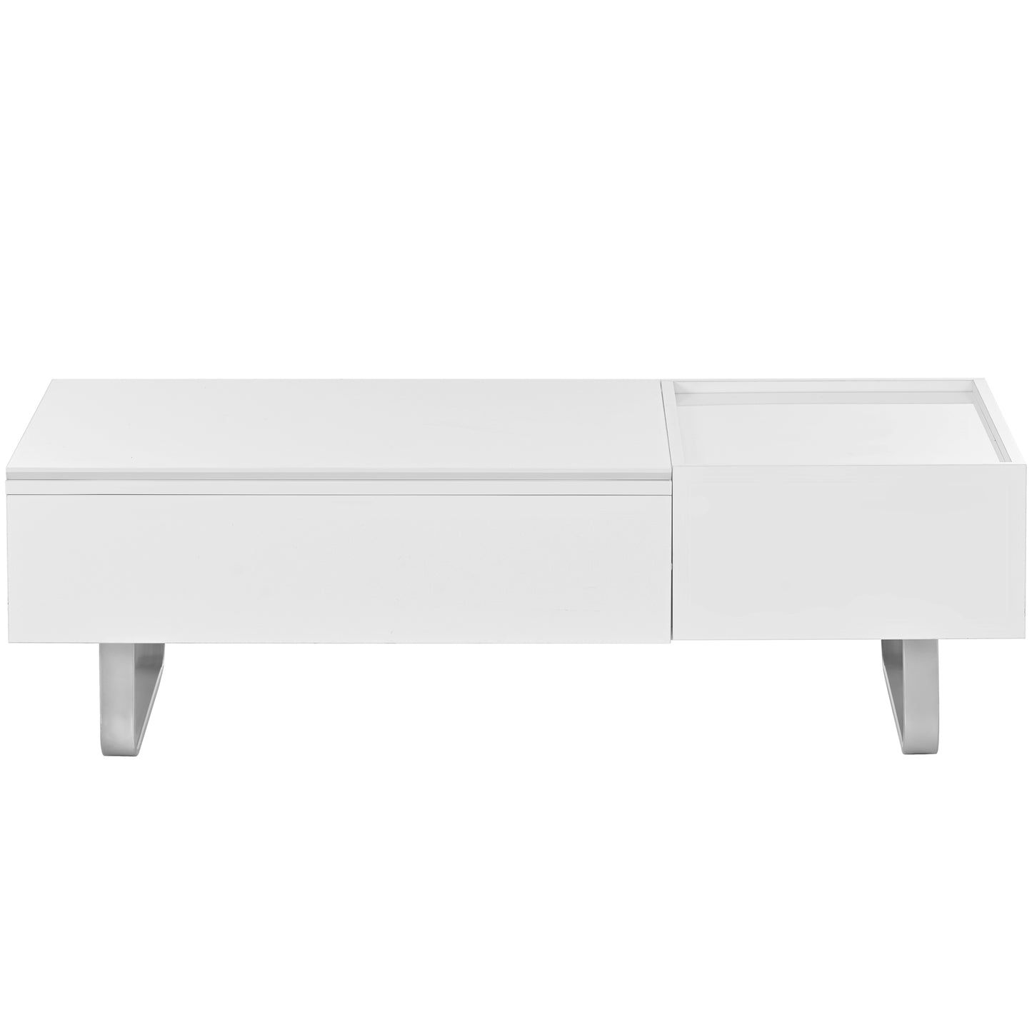 Contemporary White Lift-Top Coffee Table with Hidden Storage