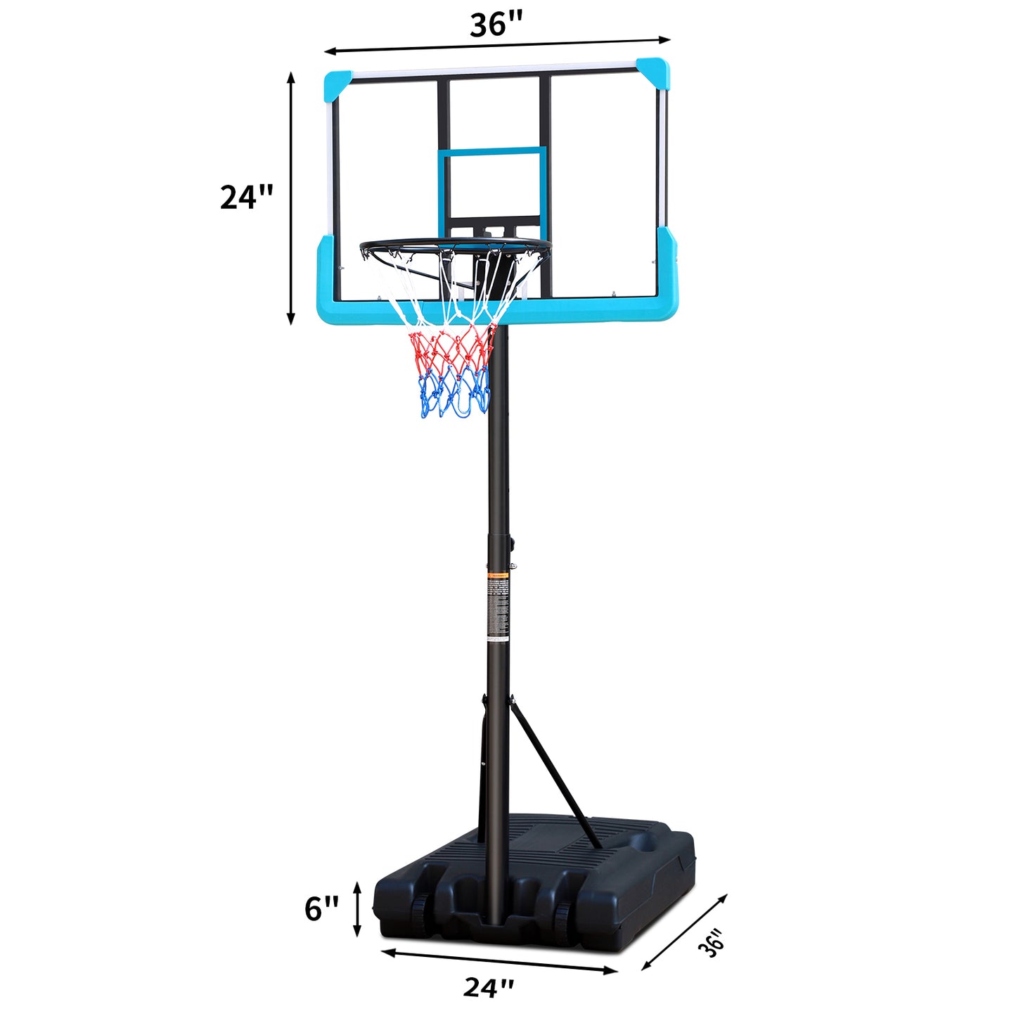 Portable Poolside Black Basketball Hoop Swimming Pool 4ft to 6.5ft Height-Adjustable Basketball System Goal Stand for Kids