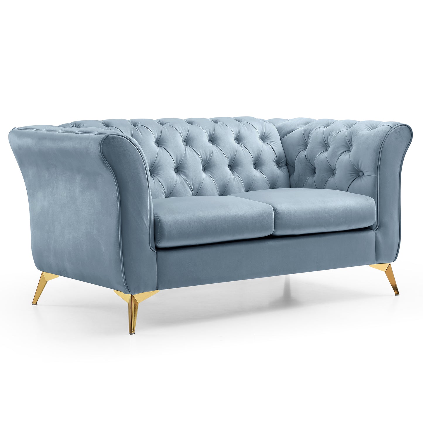 Chesterfield sofa ,Stanford sofa ,  high quality Chesterfield sofa ,Teal blue , tufted and wrinkled fabric  sofa;contemporary Stanford sofa .loverseater; tufted sofa with scroll  arm and scroll back