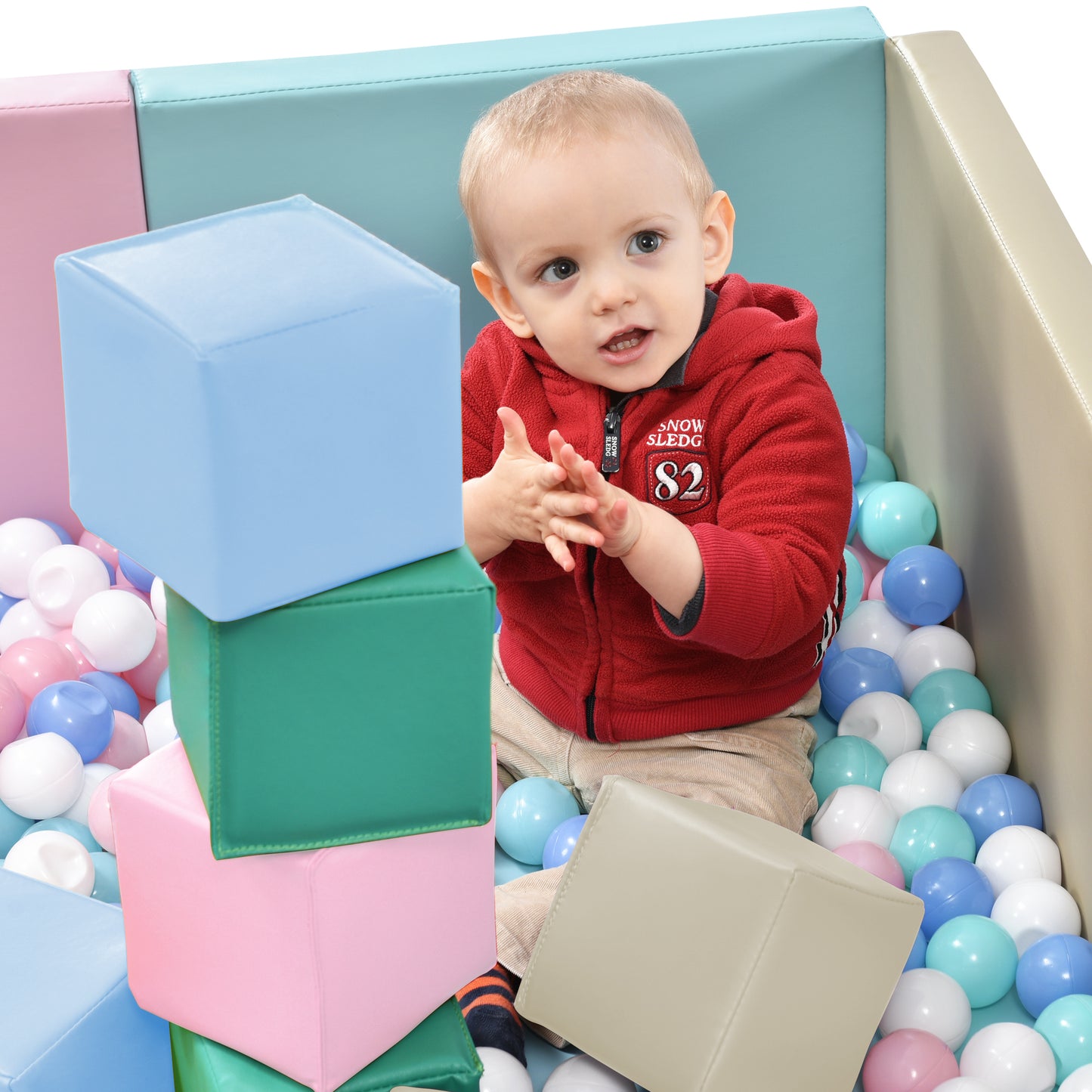 SoftZone Toddler Foam Block Playset, Soft Colorful Stacking Play Module Blocks Big Foam Shapes for Babies and Kids Building, Easy Clean Safe Indoor Active Play Structure