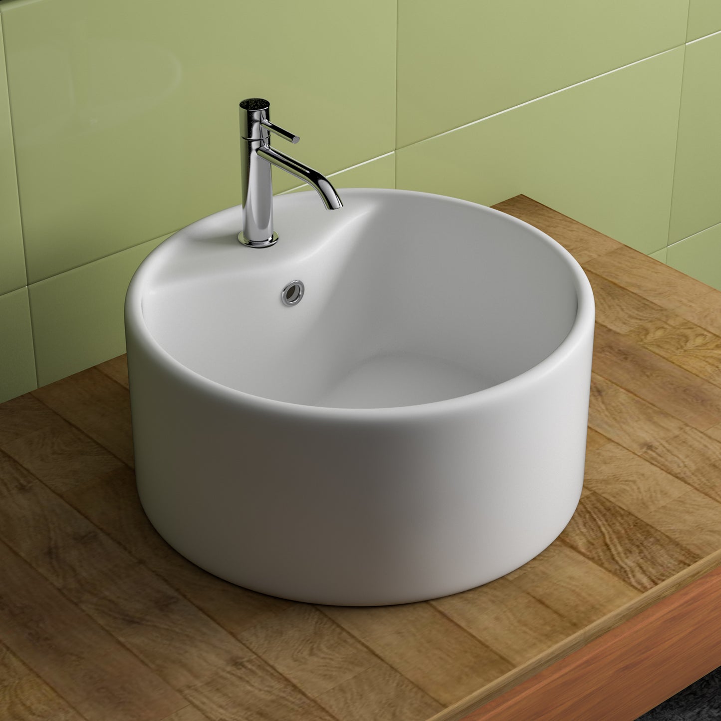 Vessel Bathroom Sink Basin in White Ceramic