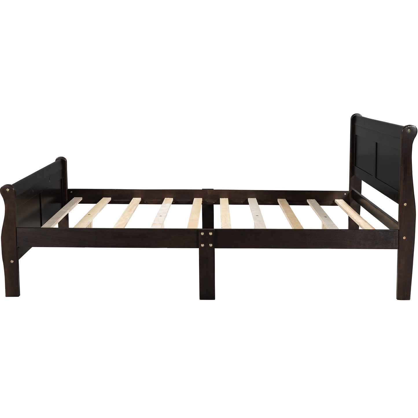 Queen Size Wood Platform Bed with Headboard and Wooden Slat Support (Espresso)