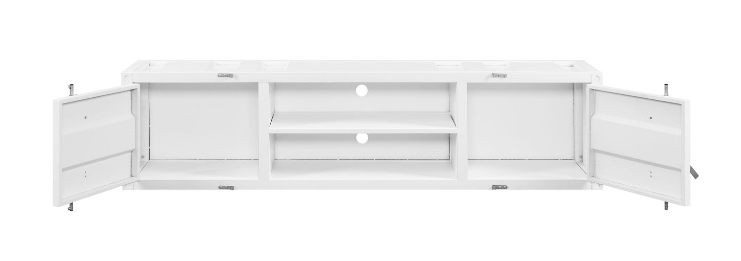 White Industrial Cargo TV Stand with Side Piers