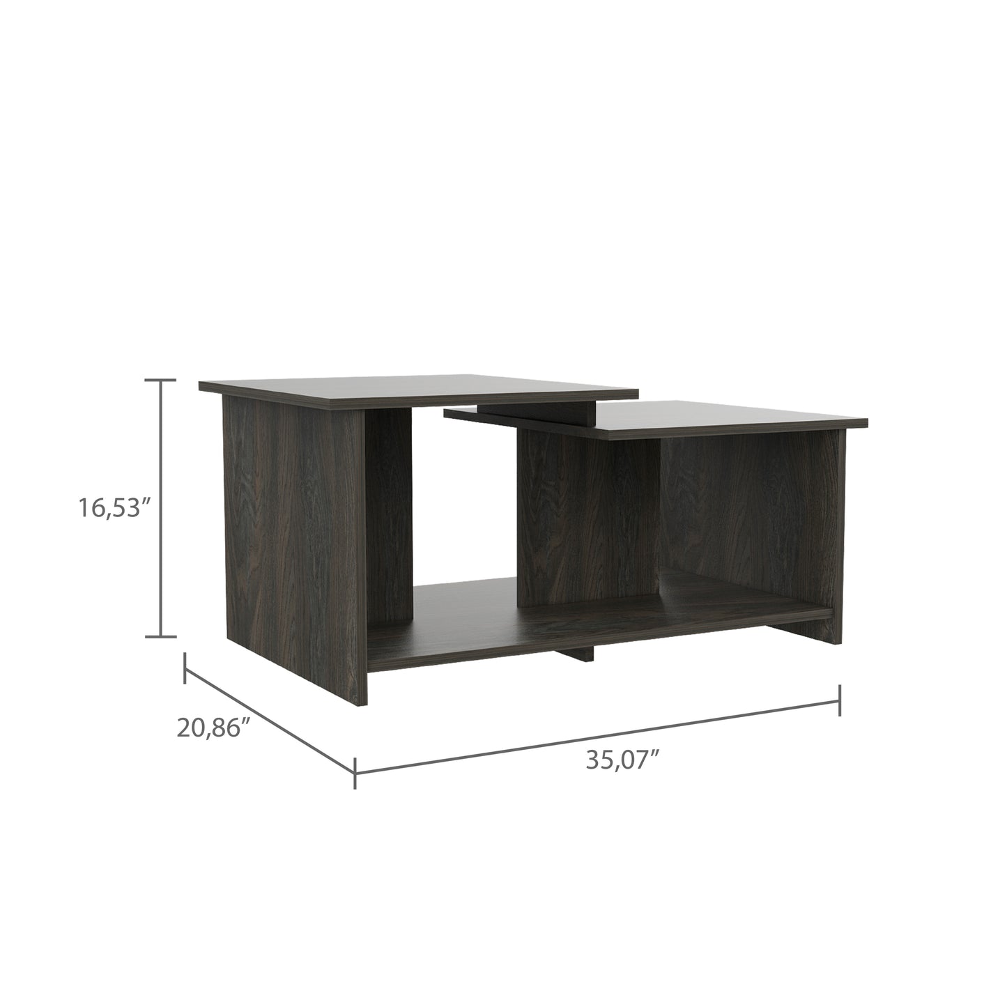 Wema 3 Espresso Coffee Table with Lower Shelf