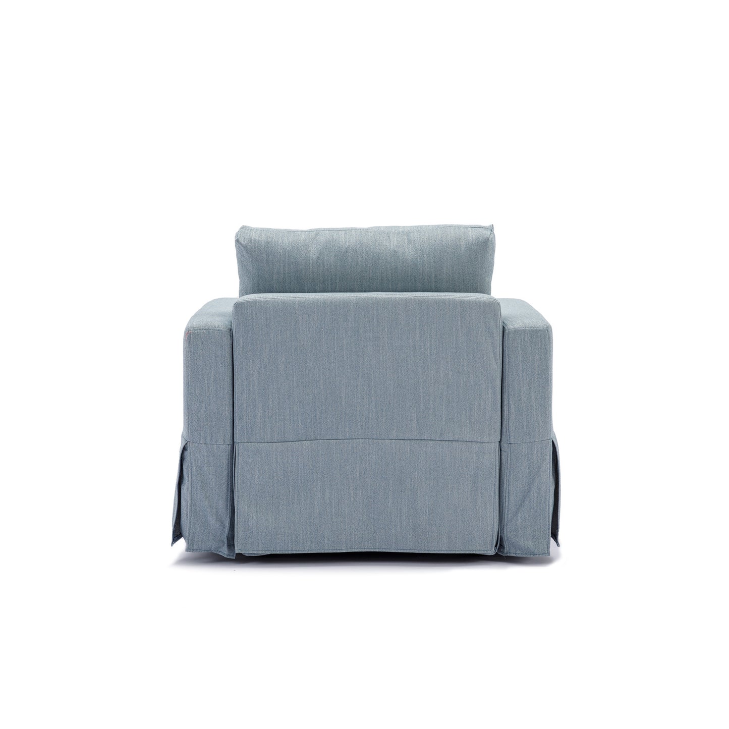 Light Blue 2 Seat Sectional Sofa Set with Ottoman and Removable Washable Cushions