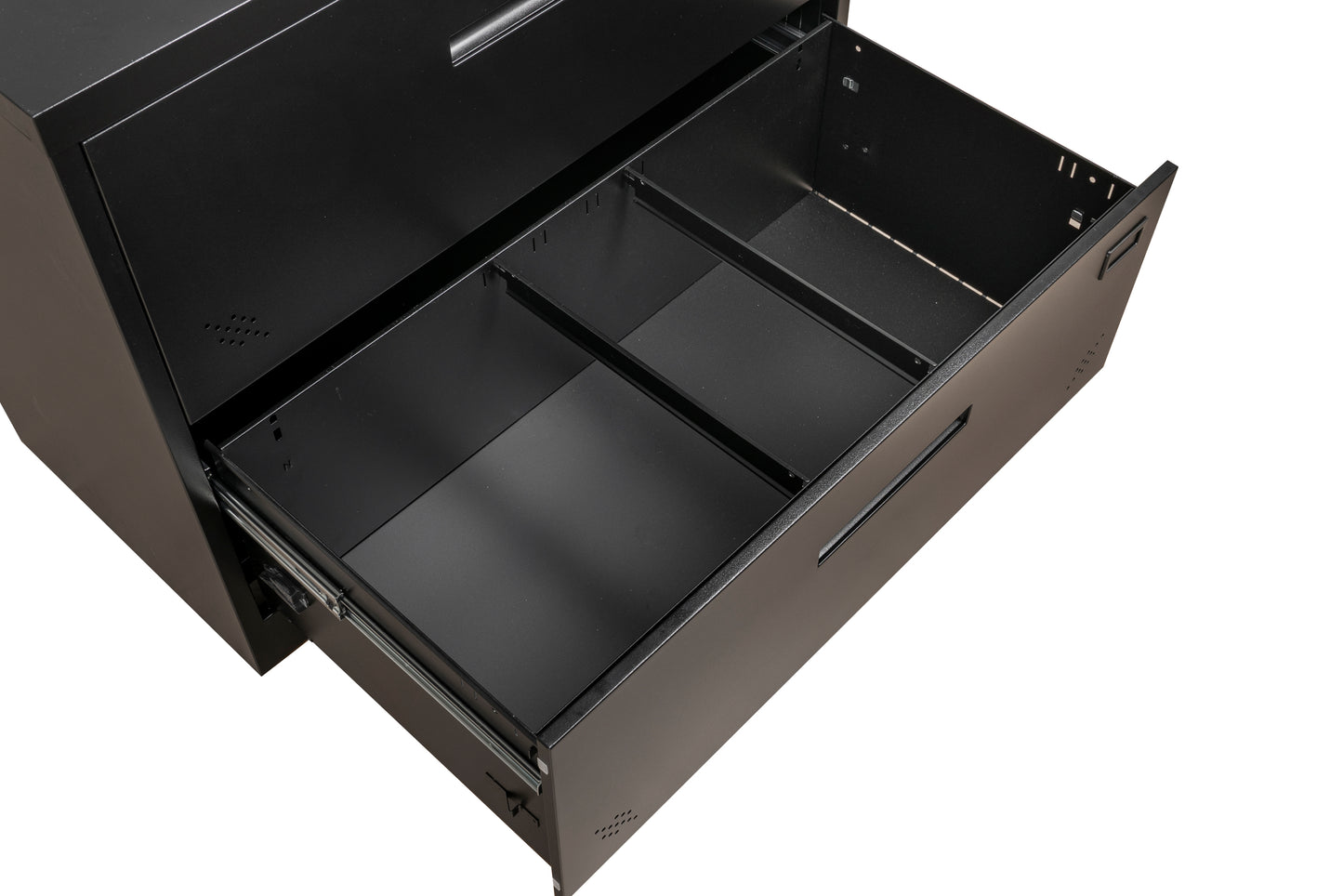 2-Drawer Lateral Filing Cabinet with Secure Locking, Black Steel