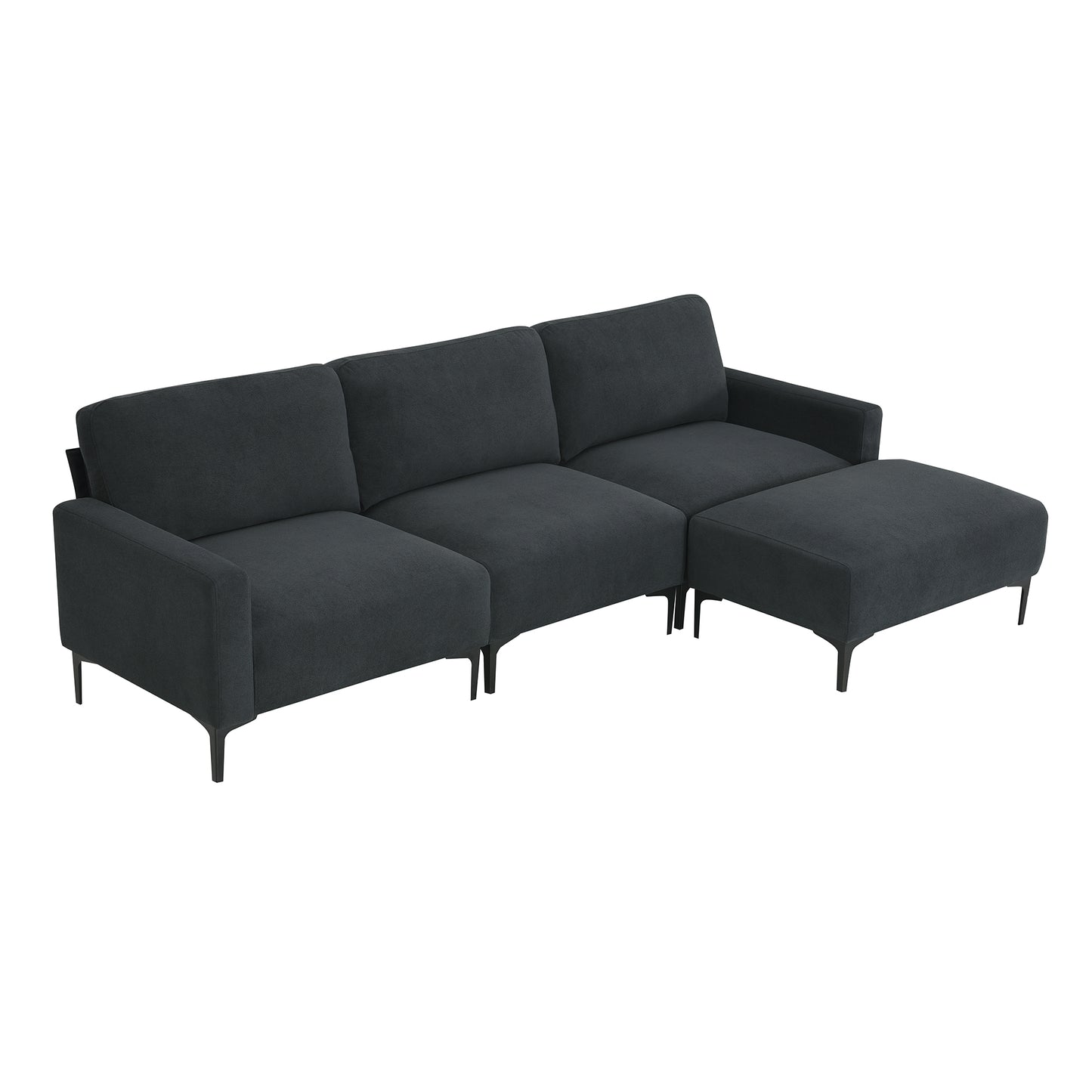 Modern L-shaped Sectional Sofa with Convertible Ottoman for Living Spaces