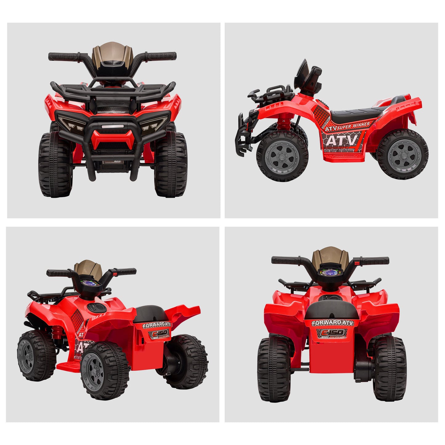 Kids Red 6V Battery Powered Ride-on ATV Four Wheeler Car with Music for 18-36 Months