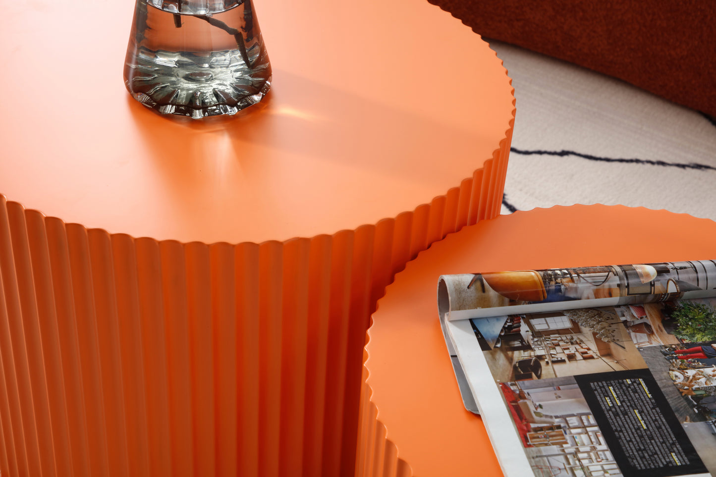 Nesting Table Set: Handcrafted MDF Coffee Tables in Vibrant Orange