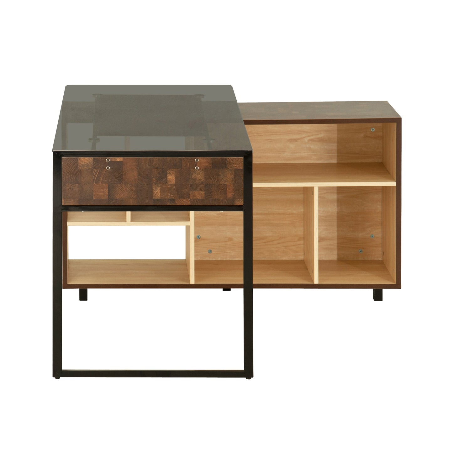 Modern Oak L-Shaped Corner Desk with Plentiful Storage Options