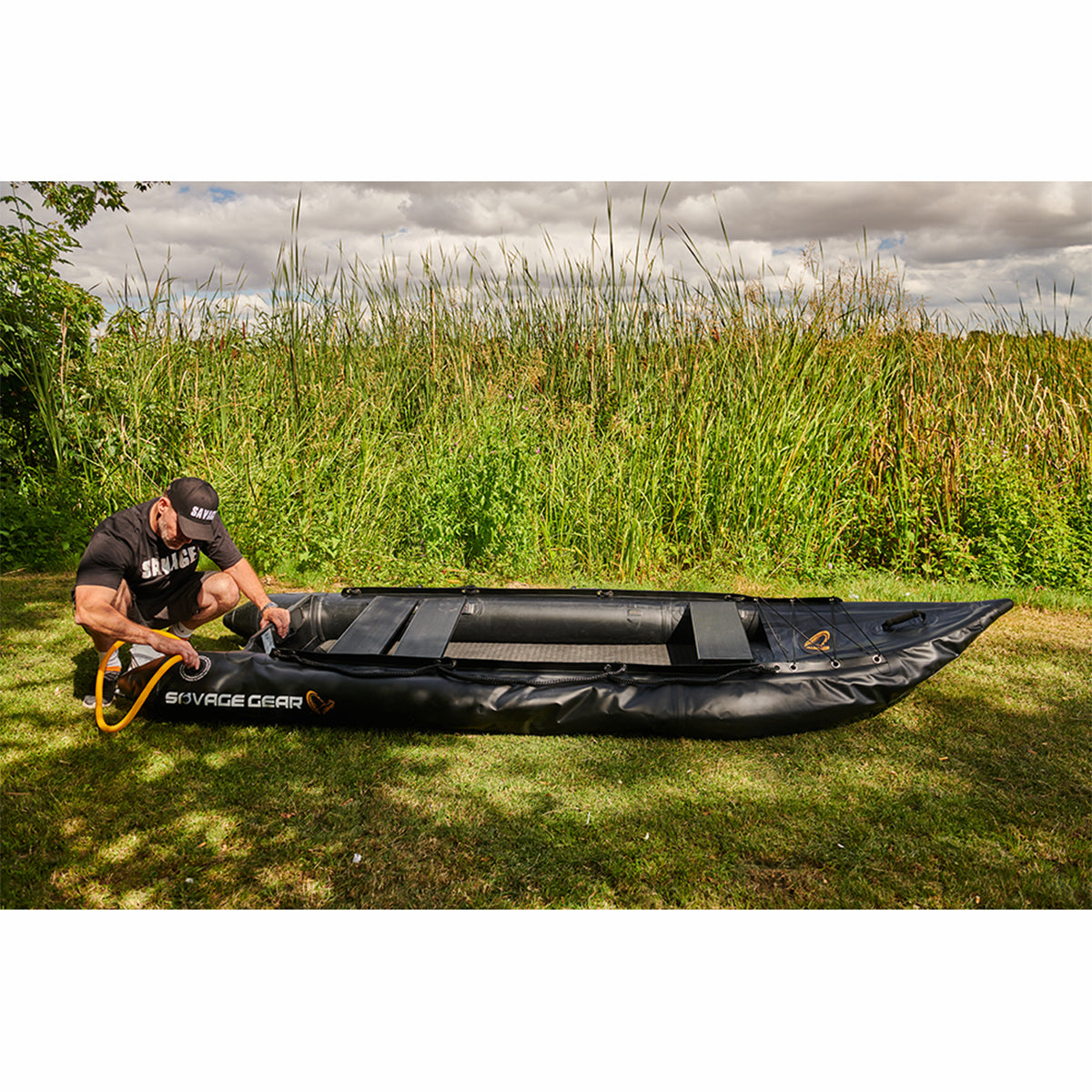 2 Person Inflatable Kayak Fishing PVC  Kayak Boat the Dimension is 130'' *43'*11.8''  Inflatable Boat Rescue Rubber Rowing Boat with Pump,  Aluminum Alloy Seat, Paddle, Inflatable Mat, Repair Kit, Fin