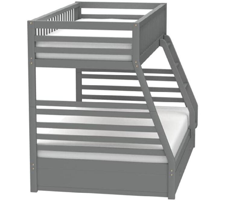 Jason Twin/Full Bunk Bed with Storage and Gray Finish