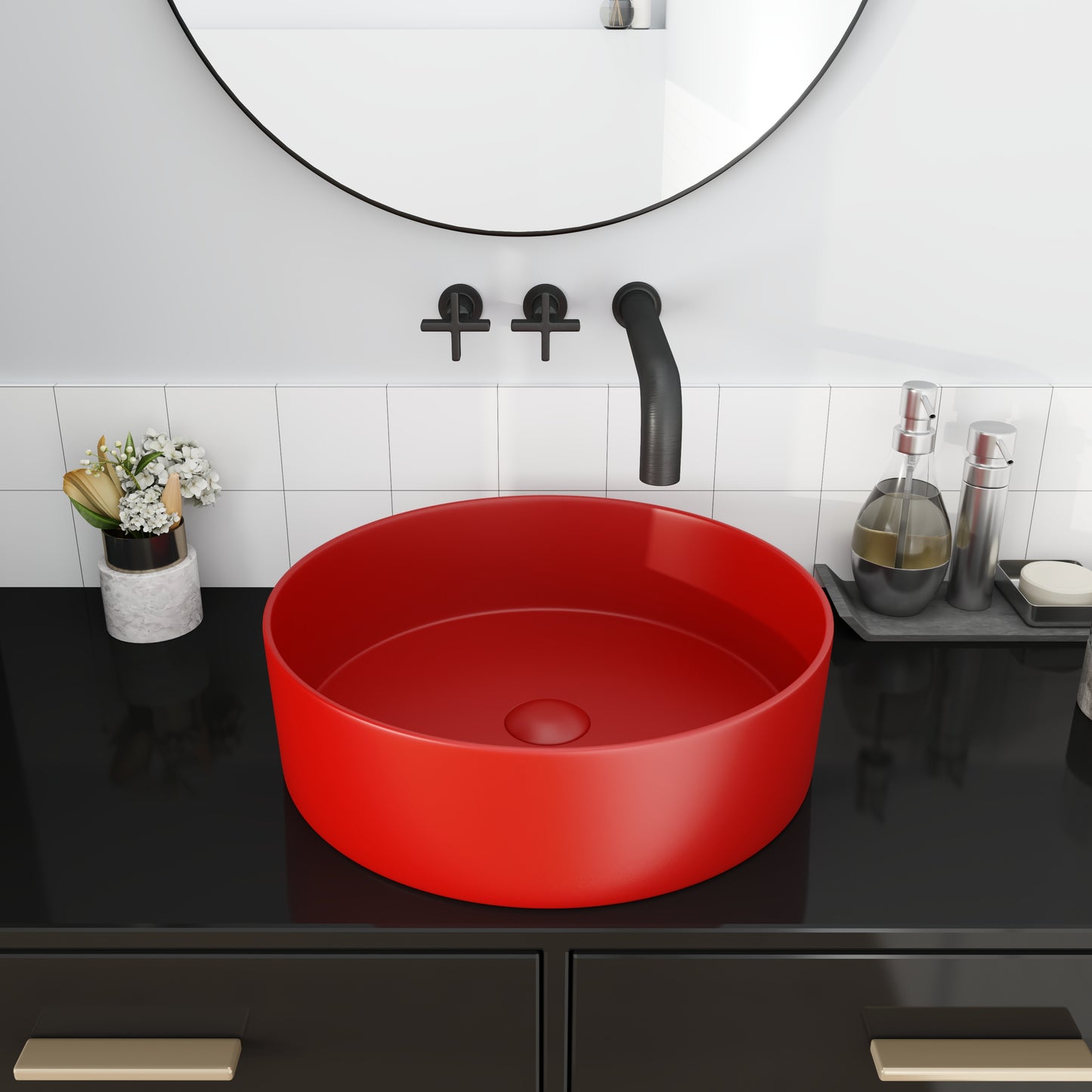 Ceramic Circular Vessel Bathroom Sink Art Sink