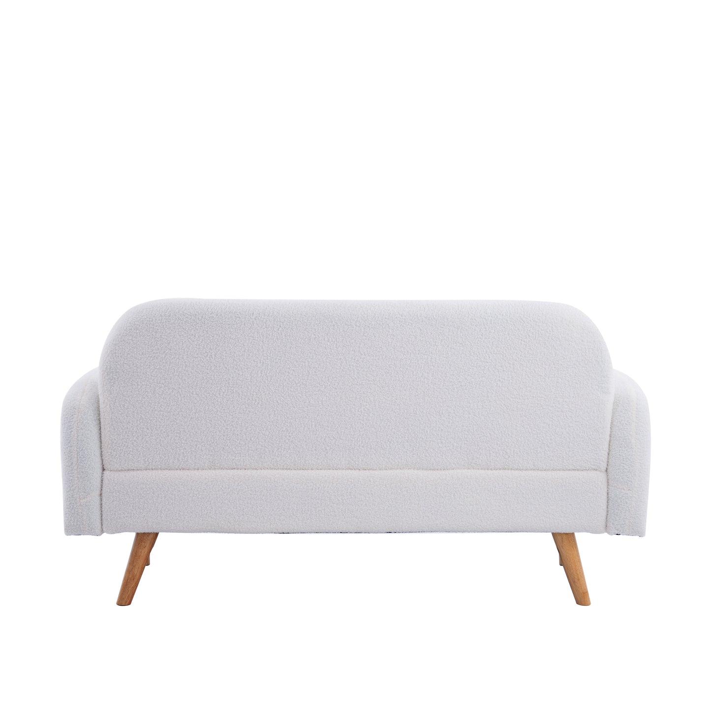 59.1 Beige Teddy Velvet Two-Seater Sofa with Three Lumbar Pillows