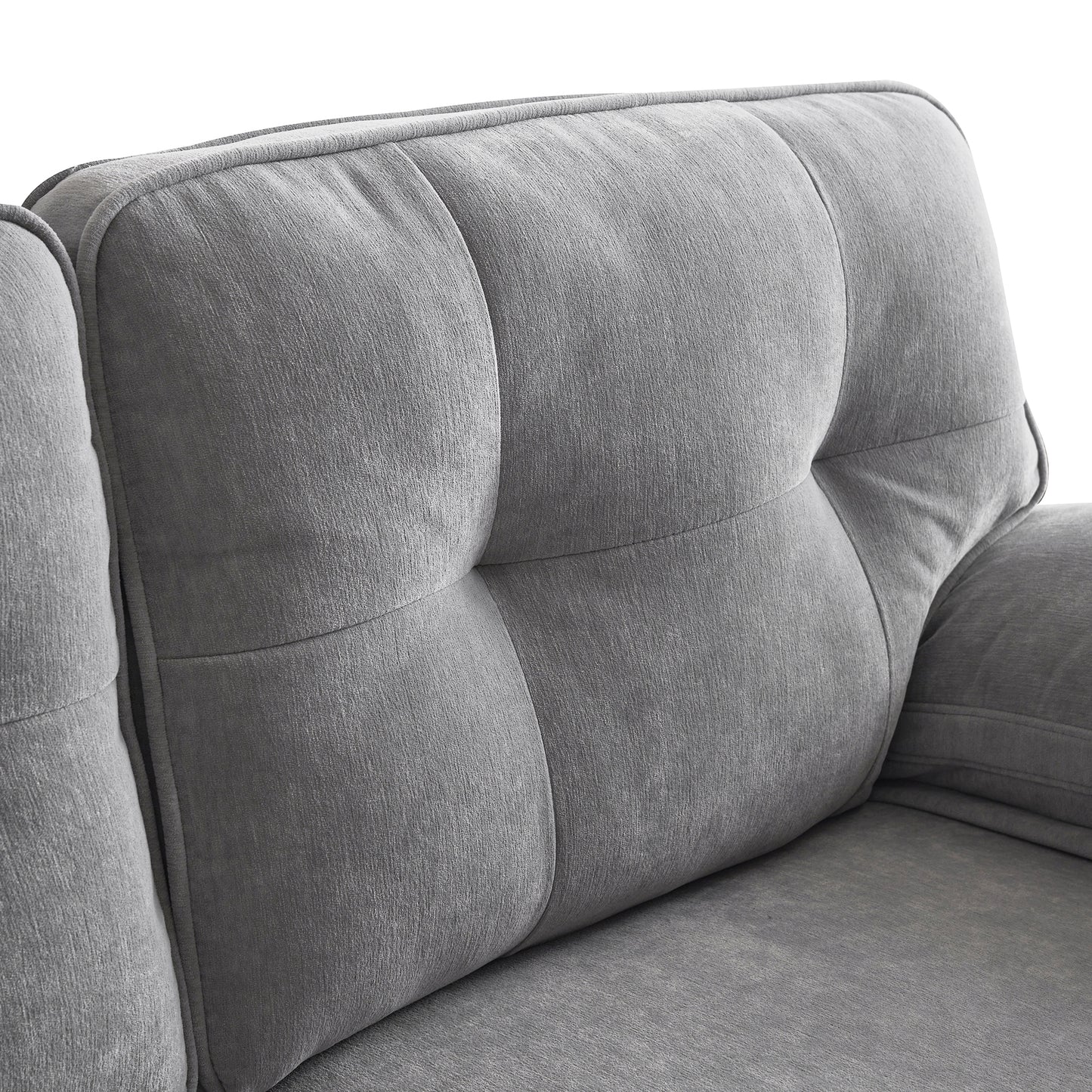 Modern Velvet L-Shaped Sectional Sofa in Light Grey