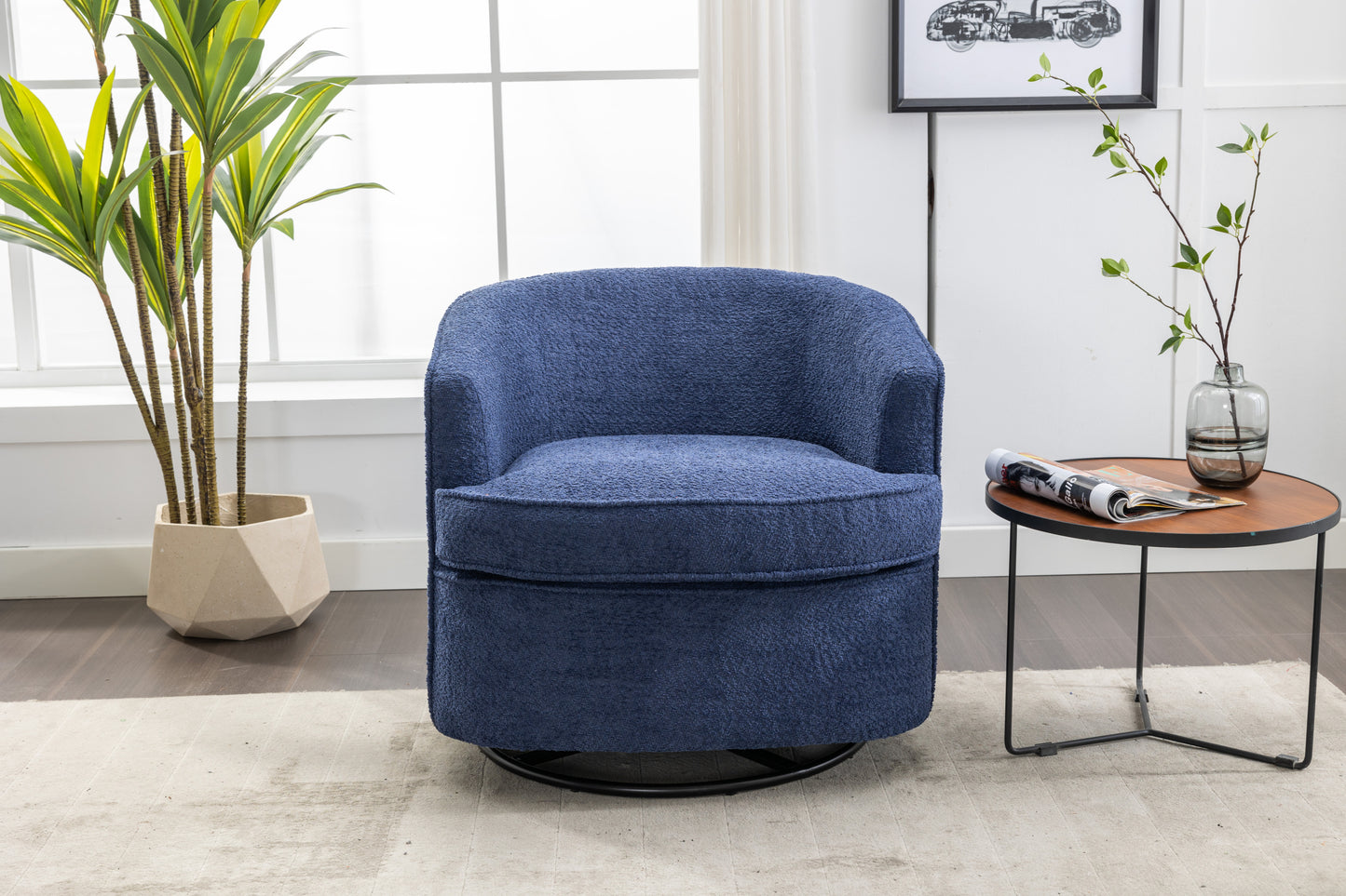 Swivel Barrel Chair with 360-Degree Swivel Feature and Plush Comfort