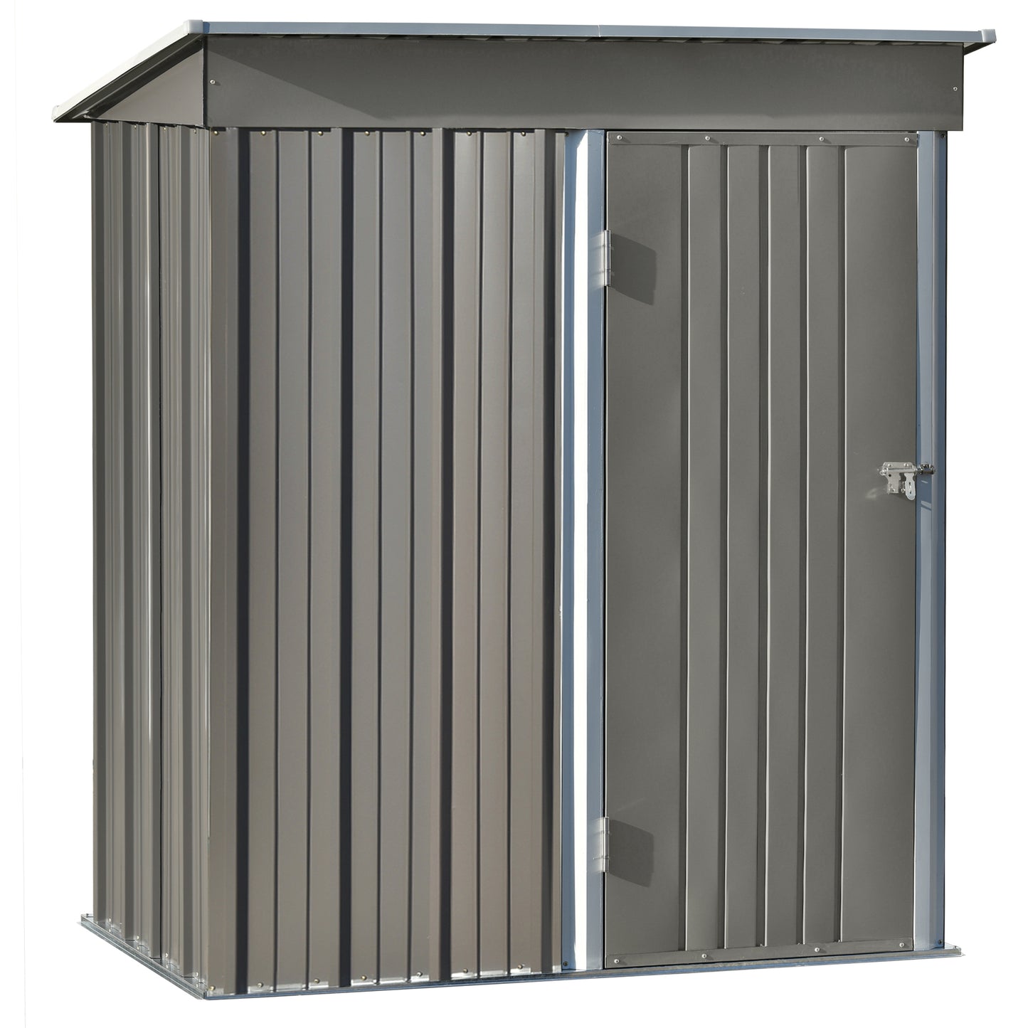 Patio 5ft Wx3ft. L Garden Shed, Metal Lean-to Storage Shed with Lockable Door, Tool Cabinet for Backyard, Lawn, Garden, Gray