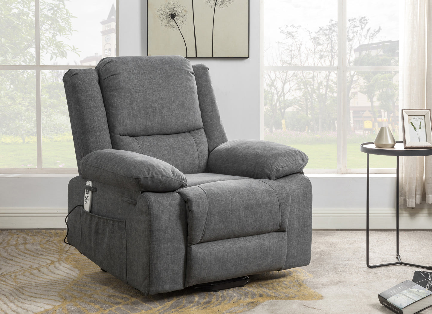 Electric Power Recliner Chair With Massage, Lumbar Heating, and Multi-function Lift, Adjustable Angle and Side Pocket