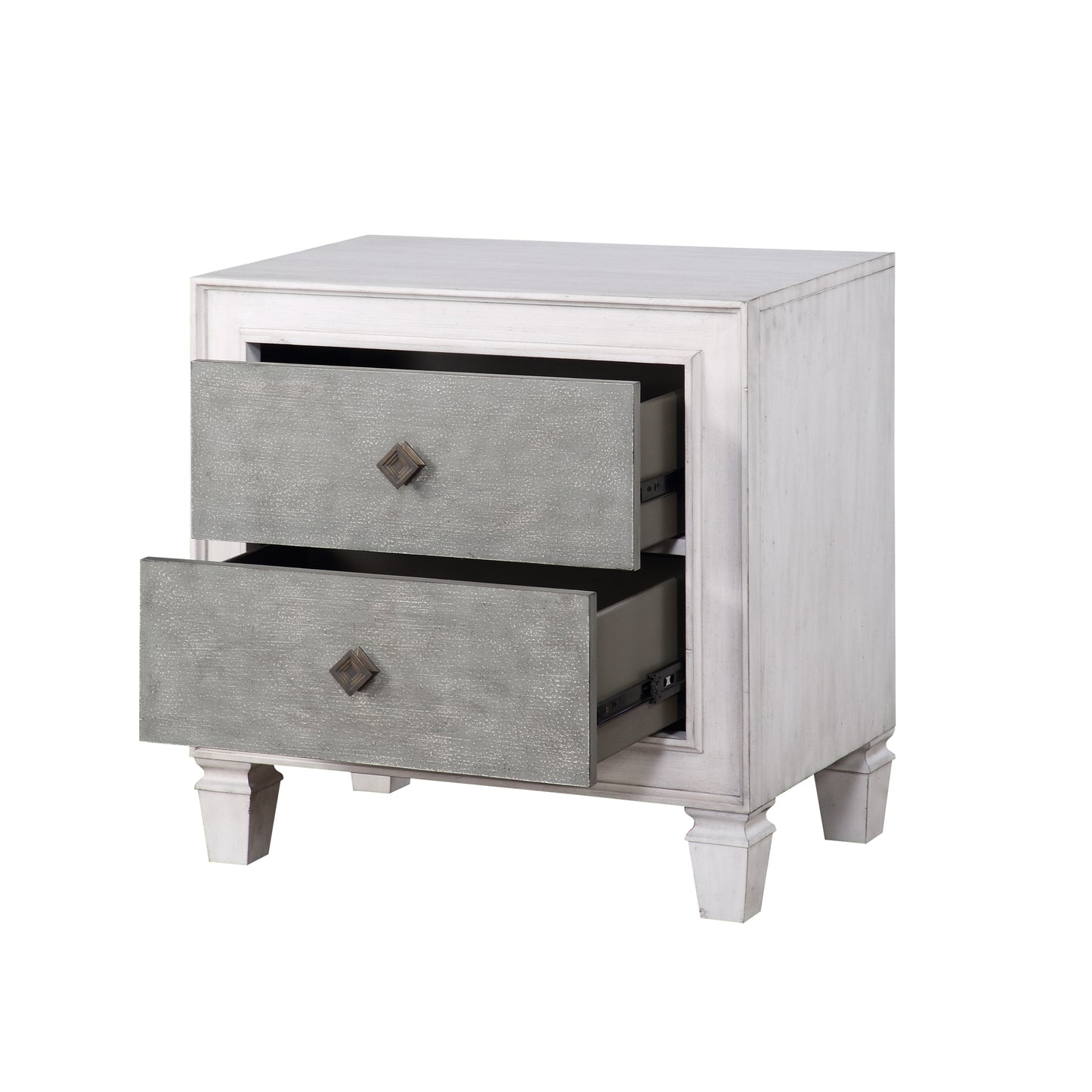 Katia Nightstand in Rustic Gray & White Finish BD00661