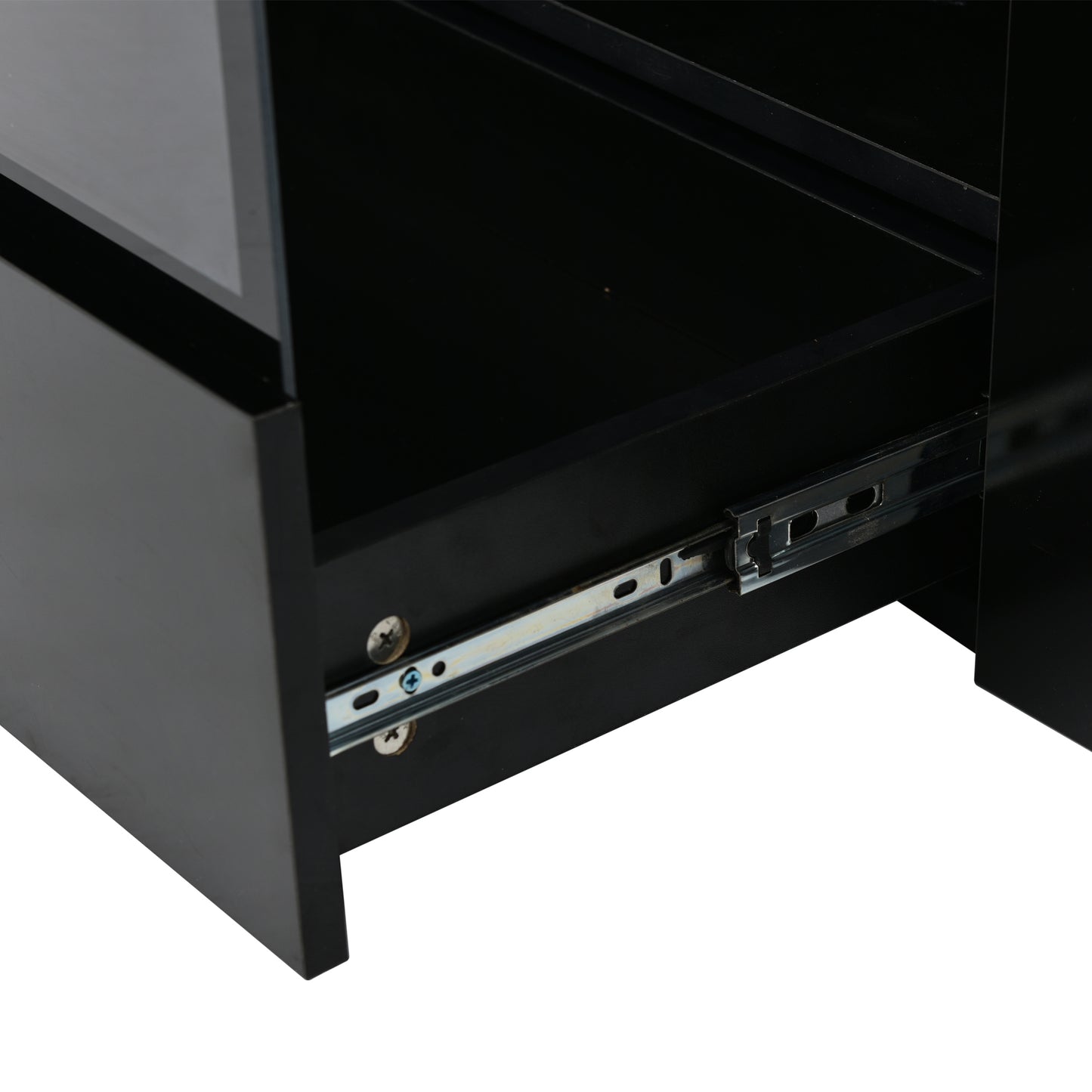 Stylish Black TV Stand with LED Lights and Acrylic Board