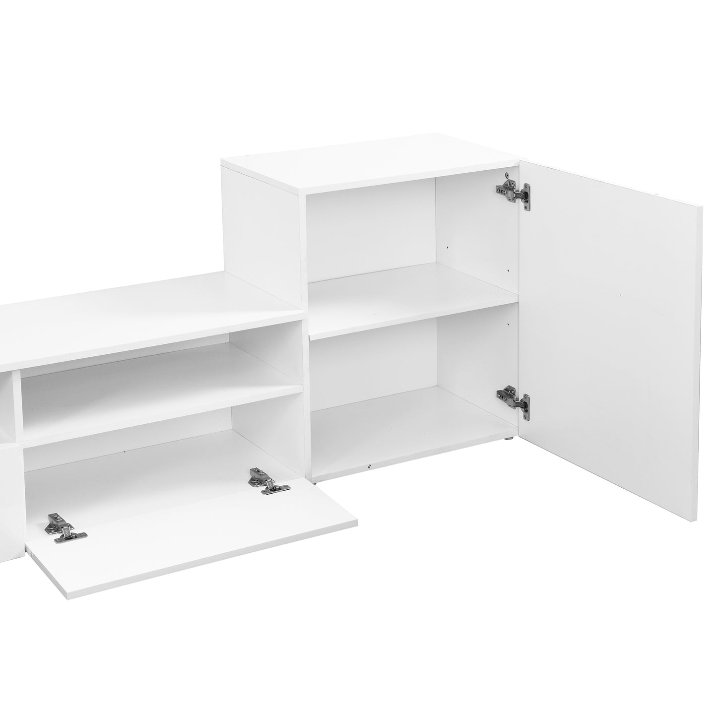 Elegant High Gloss TV Stand with Versatile Storage Cabinets, Media Console for TVs Up To 75, White