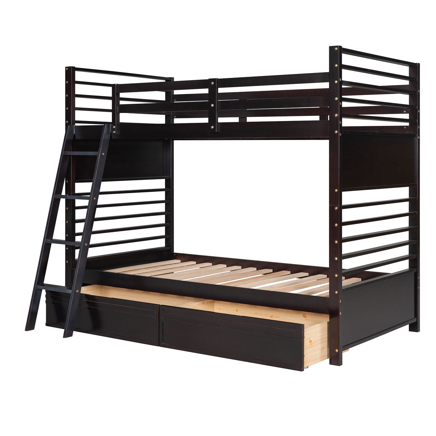 Espresso Twin Bunk Bed with Storage Drawers for Space Optimization