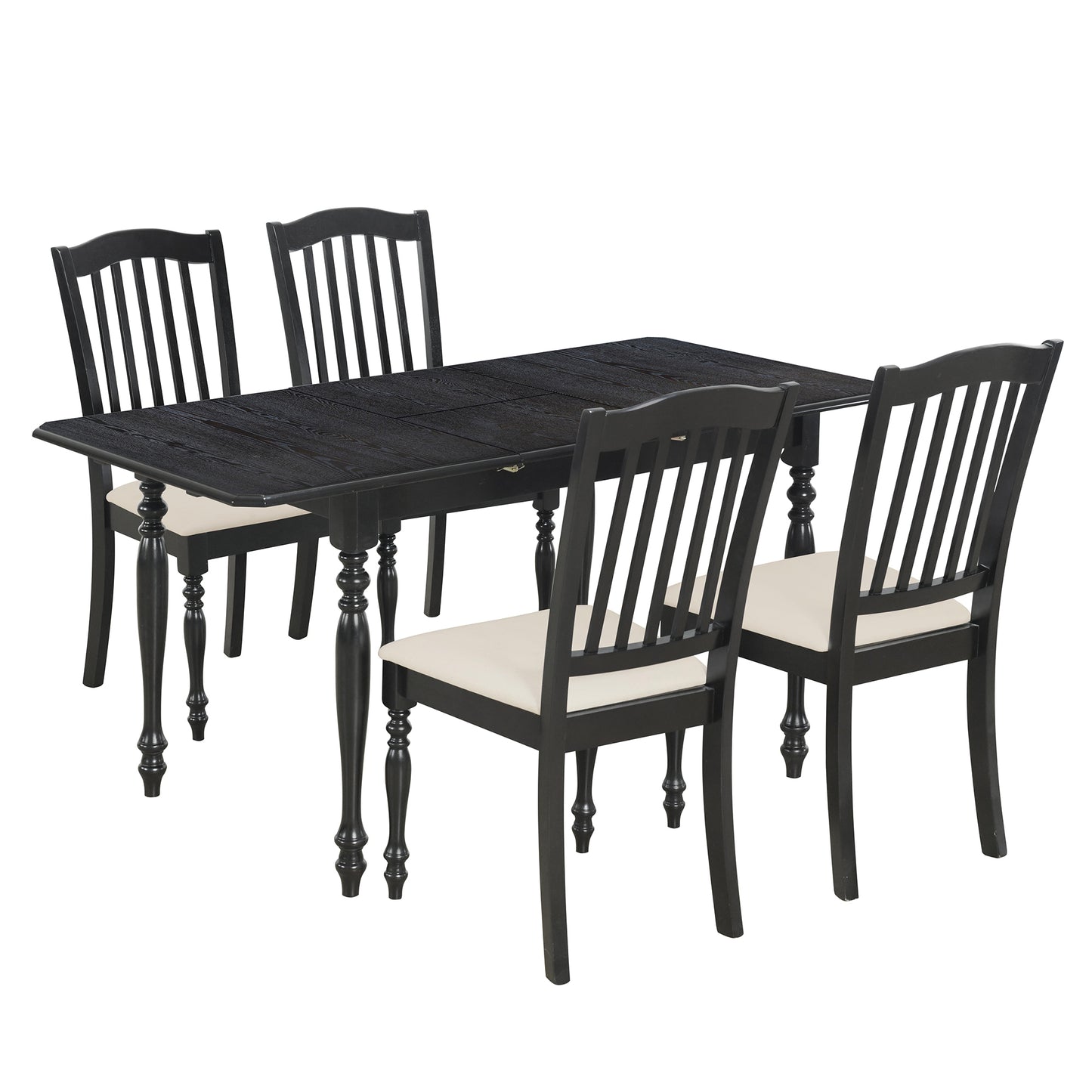 Mid-Century 5-Piece Extendable Dining Table Set Kitchen Table Set with 15inch Butterfly Leaf for 4, Espresso