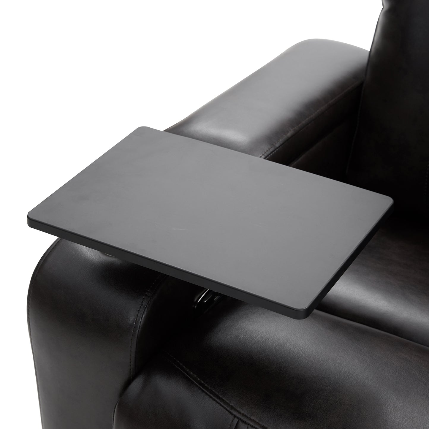 Electric Black Leather Recliner with USB Charger, Swivel Tray, and Hidden Storage