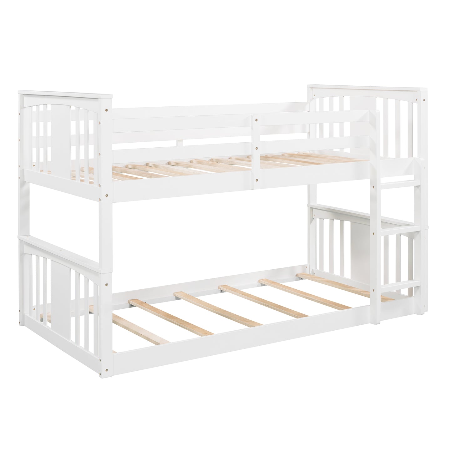 White Twin Bunk Bed with Ladder for Space-Saving Comfort