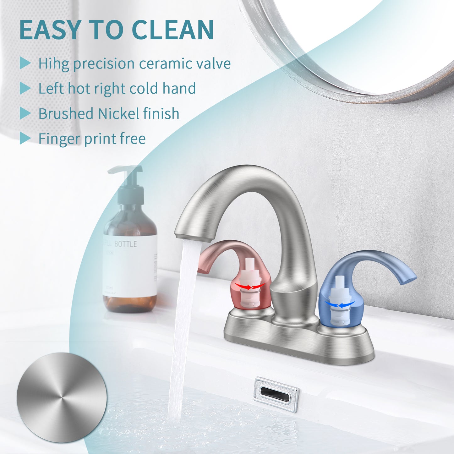 Elegant Swan Style Bathroom Faucet Set - Brushed Nickel with Water-Saving Aerator