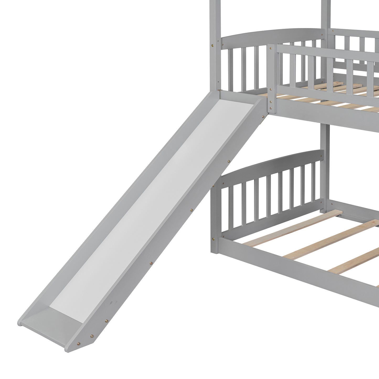 Bunk Bed with Playhouse Design and Slide